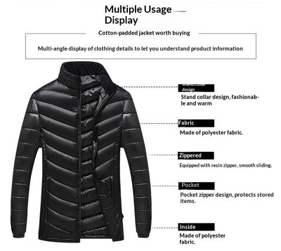 Abrigo Acolchado Largo para Hombre Talla Grande - Image 10