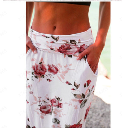 Falda Larga Cintura Alta con Estampado Floral y Bolsillo Decorativo - Image 10