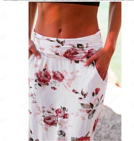 Falda Larga Cintura Alta con Estampado Floral y Bolsillo Decorativo - Image 10