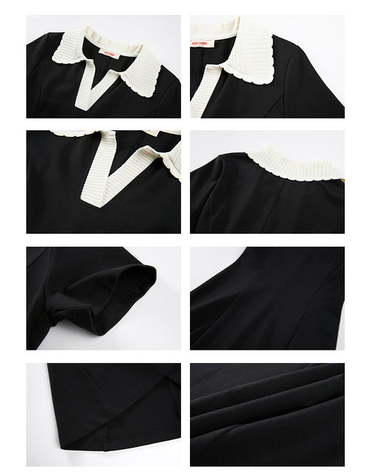 Falda Negra Ajustada Estilo Británico para Commuting - Image 2