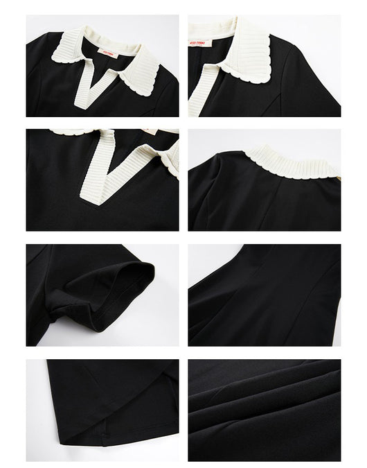 Falda Negra Ajustada Estilo Británico para Commuting - Image 2