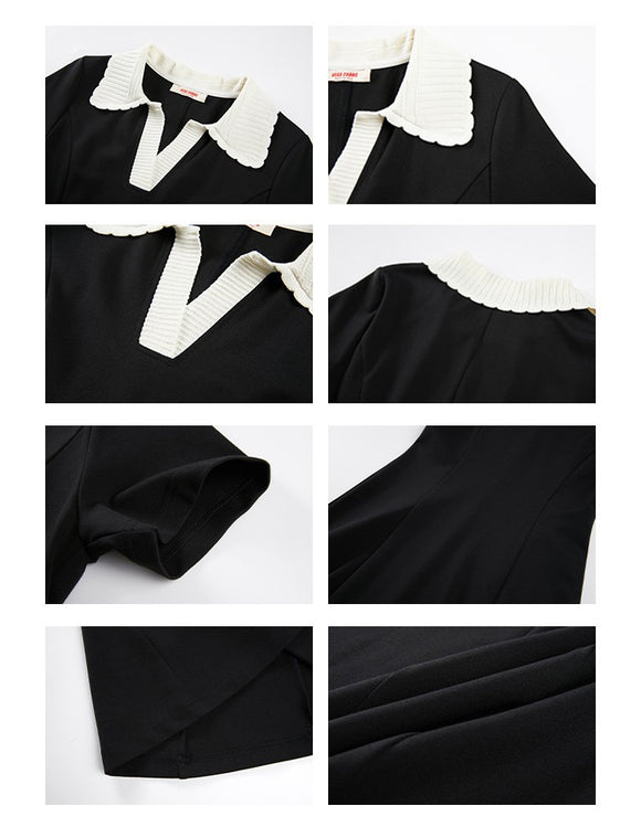 Falda Negra Ajustada Estilo Británico para Commuting