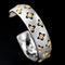 Pulsera de Plata 925 Chapada en Oro con Piedras de Circonia y Diseño Calado