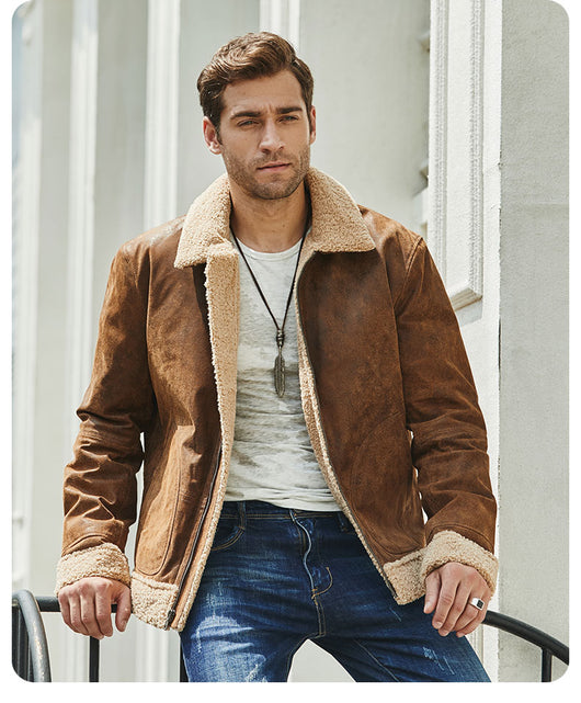 Chaqueta de Cuero Vintage Estilo Casual Americano - Image 34