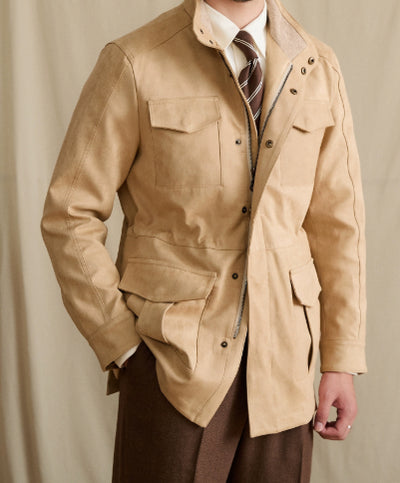 Chaqueta Safari Cuello Alto en Ante Sintético con Cintura Entallada - Image 15