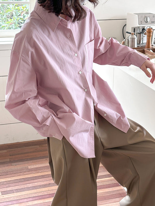 Camisa de Diseño Coreano con Cuello Solapa y Manga Larga - Image 14