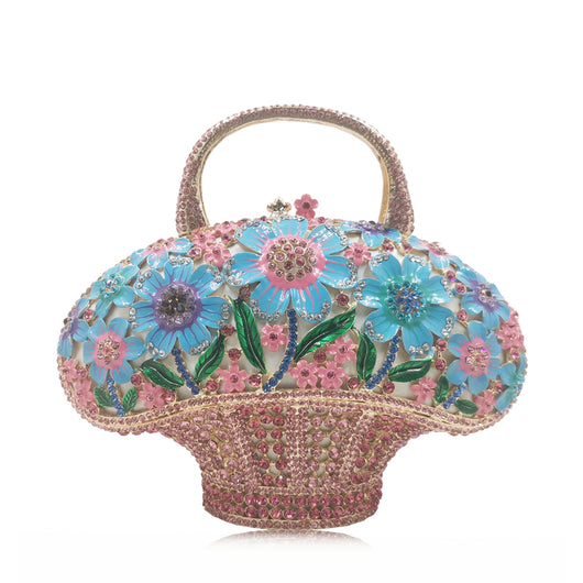 Bolso Miniatura Diamond Banquet con Diseño de Canasta Floral para Mujer - Image 4