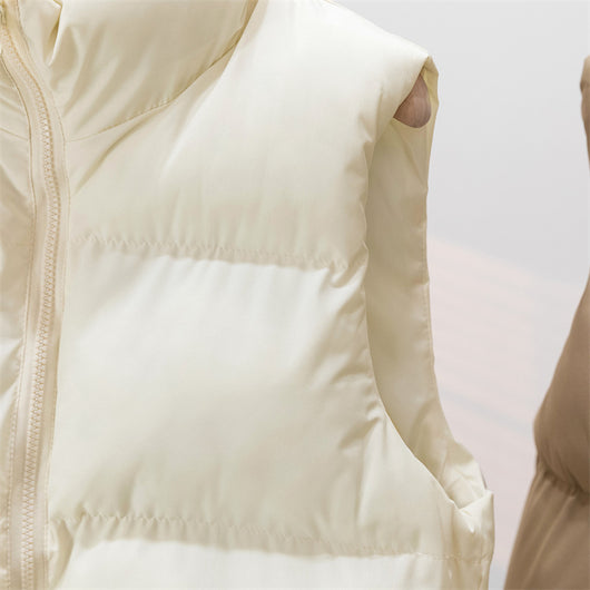 Chaleco Acolchado de Plumón para Mujer con Cuello Alto Grueso y Cálido - Image 9