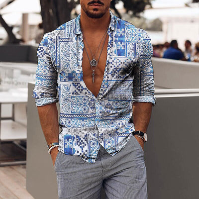 Camisa de Hombre Estampado Floral Romántico para Festividades - Image 12