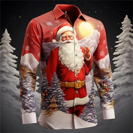 Camisa Navideña de Manga Larga con Impresión 3D Digital Santa Claus - Image 4