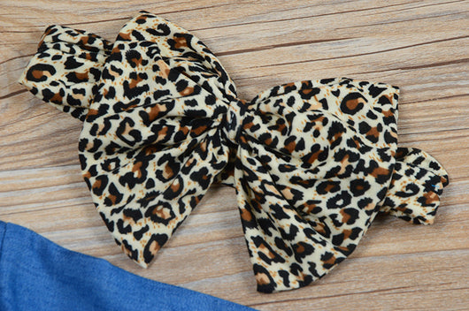Conjunto de 3 Piezas Infantil Otoño: Blusa Denim, Falda Leopardo y Diadema - Image 13