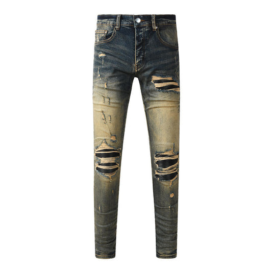 Pantalones Vaqueros Rotos Azul Oscuro para Hombre