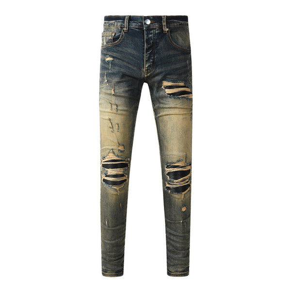 Pantalones Vaqueros Rotos Azul Oscuro para Hombre