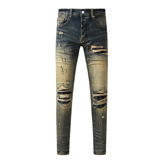 Pantalones Vaqueros Rotos Azul Oscuro para Hombre
