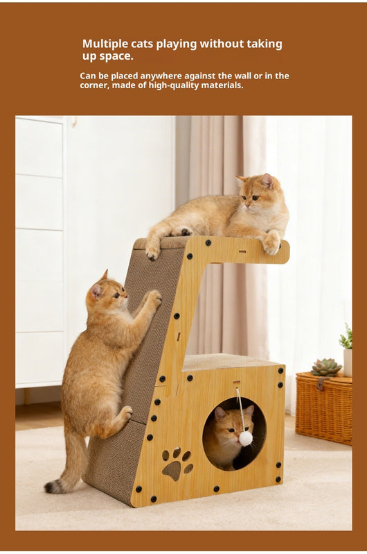 Rascador Multifuncional de Cartón Corrugado para Gatos con Entretenimiento Integrado - Image 7
