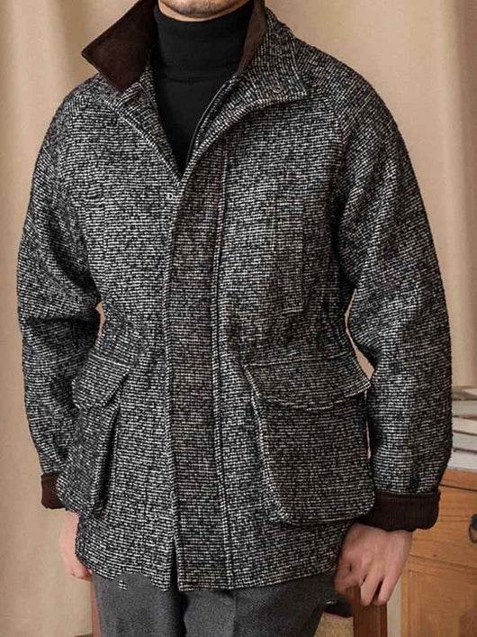 Abrigo de Lana Vintage Cuello Mao Invierno Cálido - Image 4
