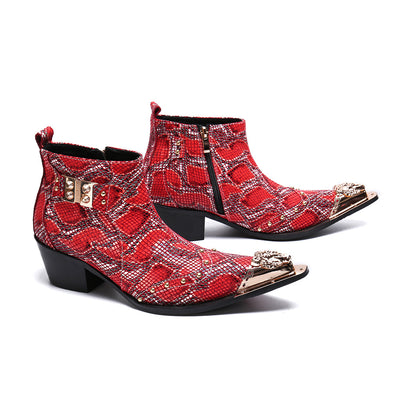 Botas Cortas de Cuero con Estampado Serpiente - Estilo British Masculino - Image 11
