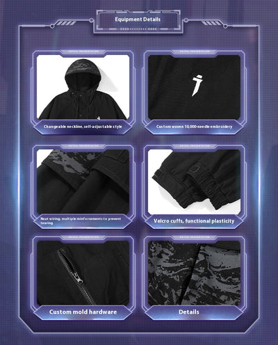 Chaqueta Impermeable con Capucha y Bolsillos Funcionales para Hombre - Image 7