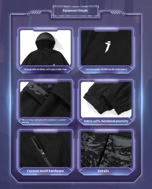 Chaqueta Impermeable con Capucha y Bolsillos Funcionales para Hombre - Image 7