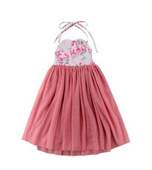 Vestido Princesa con Tirantes y Estampado Floral