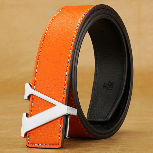 Cinturón de Cuero para Hombre con Hebilla de Letras - Image 26