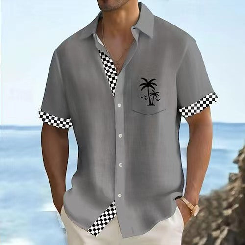 Camisa Hombre Estampado Árbol de Coco con Rayas Geométricas - Image 16