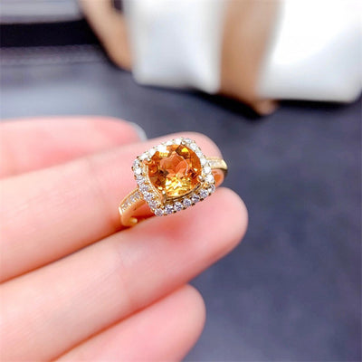 Anillo de Citrino Brasileño Natural con Incrustación de Plata - Suerte y Abundancia - Image 6