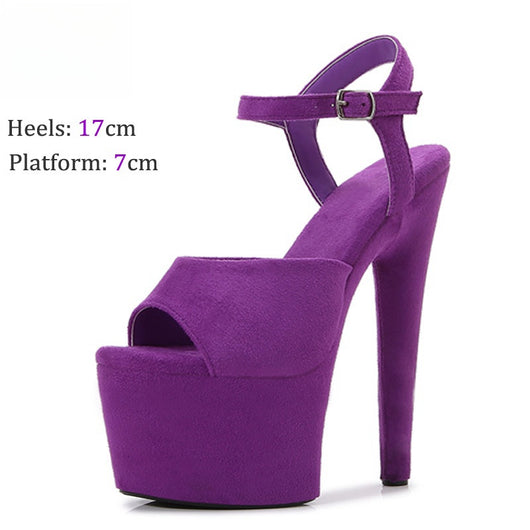 Sandalias de Tacón Alto 17cm Efecto Gamuza Modelo Pasarela - Image 22