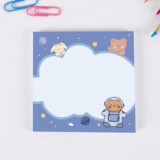 Cute square sticky notes with a brown cartoon bear, "Peace Love" text, and dotted lines on a white background. - Image 4
