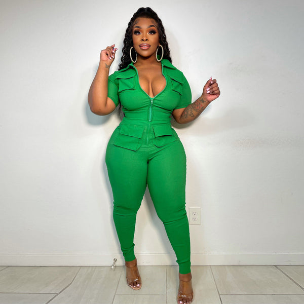 Jumpsuit para Mujer con Bolsillos Tridimensionales y Cierre