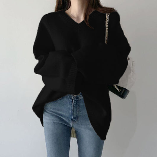 Cardigan Tejido Suelto Cuello en V Color Sólido para Mujer - Image 13
