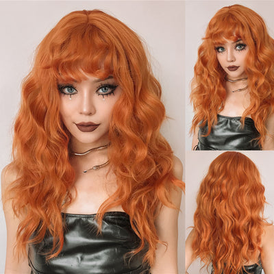Peluca Larga Rizada con Flequillo para Mujer - Image 9