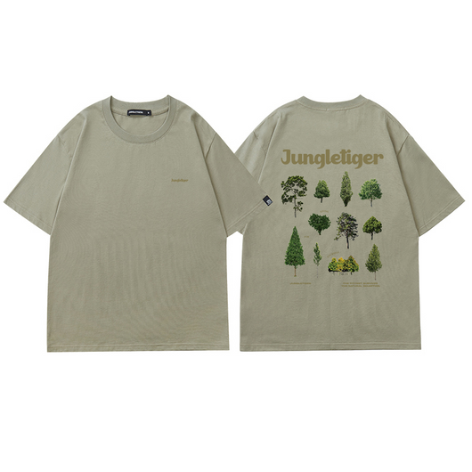 Camiseta Holgada con Estampado Botánico Cuello Redondo Manga Corta - Image 5
