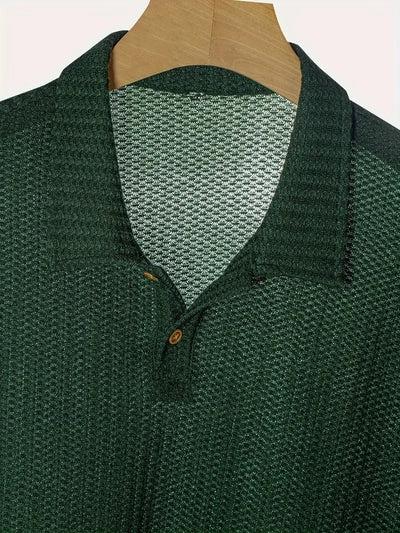 Camisa Casual de Punto Rombo con Solapa - Corte Holgado Manga Corta Hombre - Image 34