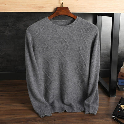 Suéter de Cachemira Pura para Hombre - Cuello Redondo Jacquard - Image 3