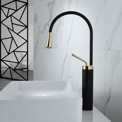 Grifo de Lavabo Giratorio en Cobre Dorado con Diseño Gota de Agua - Image 22