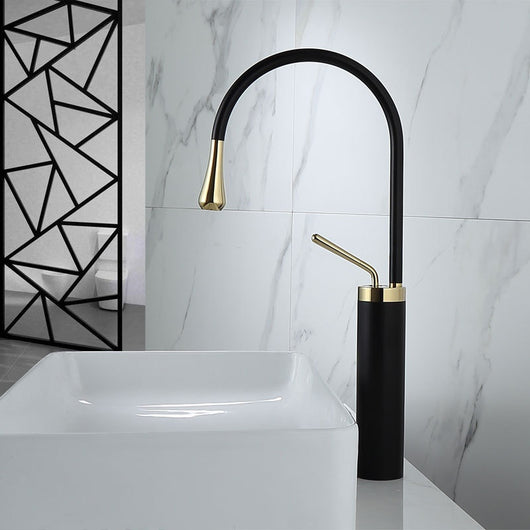 Grifo de Lavabo Giratorio en Cobre Dorado con Diseño Gota de Agua - Image 22