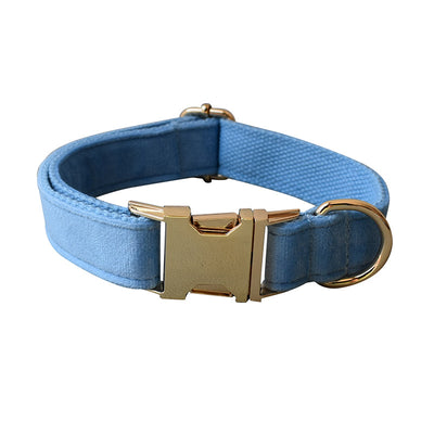Collar para Perro de Terciopelo Azul con Cuerda - Image 2