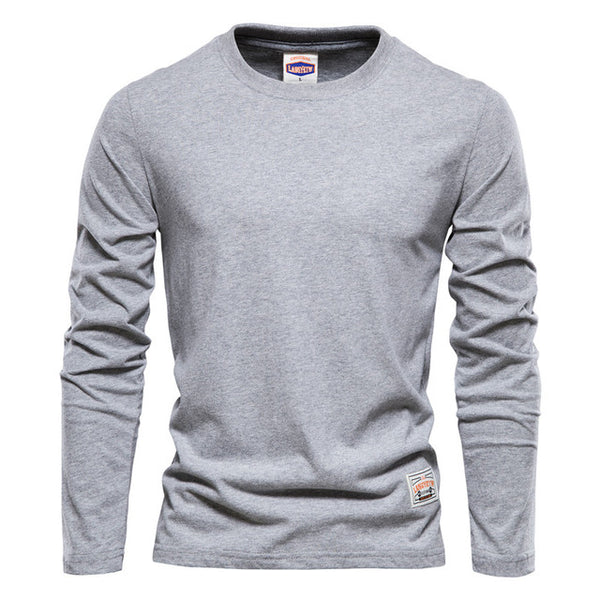 Camisa Casual de Algodón Manga Larga Color Sólido para Hombre
