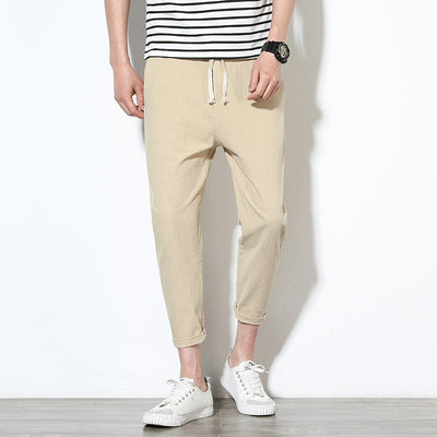 Pantalones de Lino para Hombre Estilo Coreano - Ajuste Relajado y Fresco - Image 19
