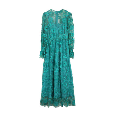 Vestido Maxi Elegante con Encaje Bordado y Malla Transpirable - Image 7