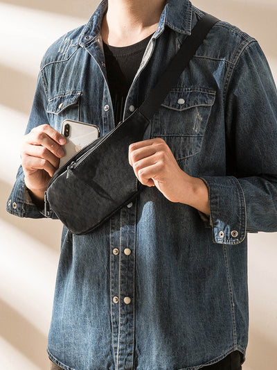 Bolsa Pectoral de Cuero Genuino para Hombre - Estilo Casual Versátil - Image 3