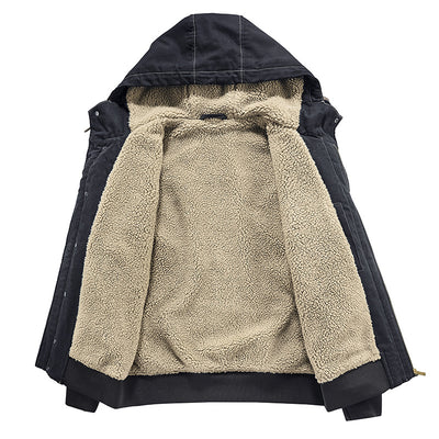 Abrigo de Algodón Cálido para Hombre con Cuello de Piel - Image 2