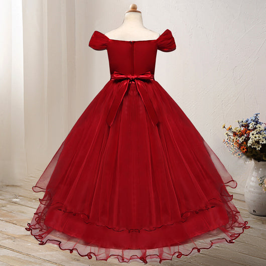 Vestido Princesa de Hombro Descubierto con Flores - Image 9