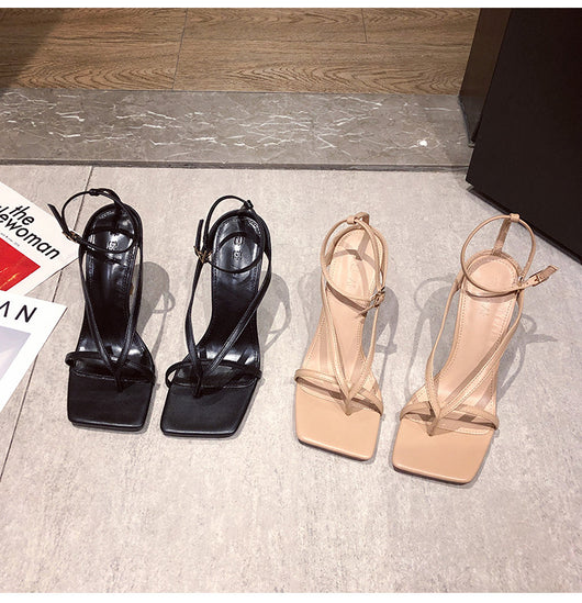 Tacones Altos Cuadrados con Cordones en Nude - Image 10