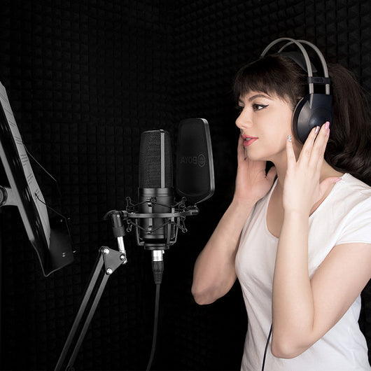 Micrófono Condensador de Diafragma Grande para Karaoke, Computadora y Móvil