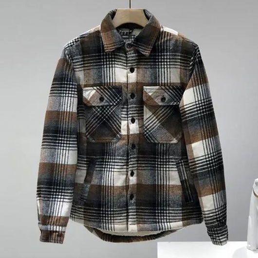 Chaqueta Camisa de Lana Acolchada a Cuadros para Hombre - Image 10