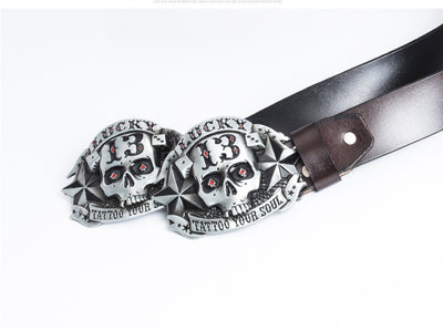 Cinturón de Cuero para Hombre con Hebilla Calavera Skateboard - Image 17