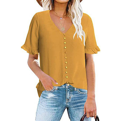 Blusa Ejecutiva con Volantes y Cuello en V - Image 14