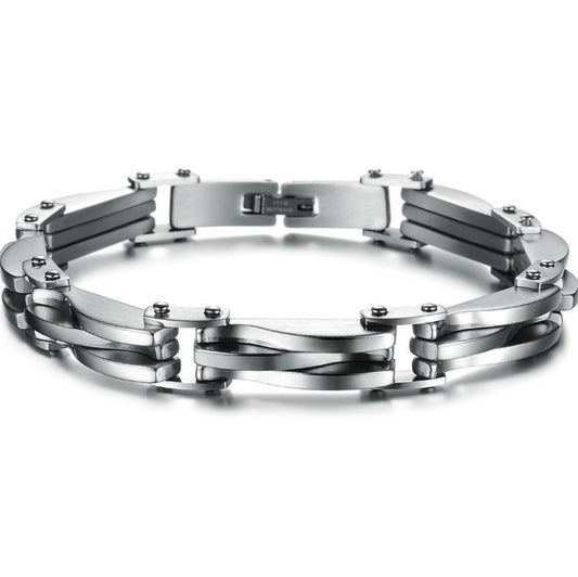 Pulsera de Acero Titanio para Hombre con Textura de Diamante